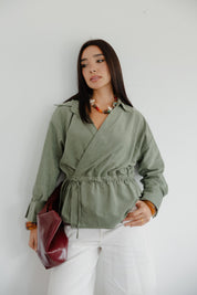 Twist Wrap Blouse In Olive