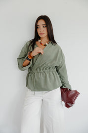 Twist Wrap Blouse In Olive
