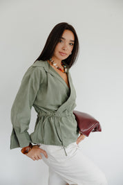 Twist Wrap Blouse In Olive