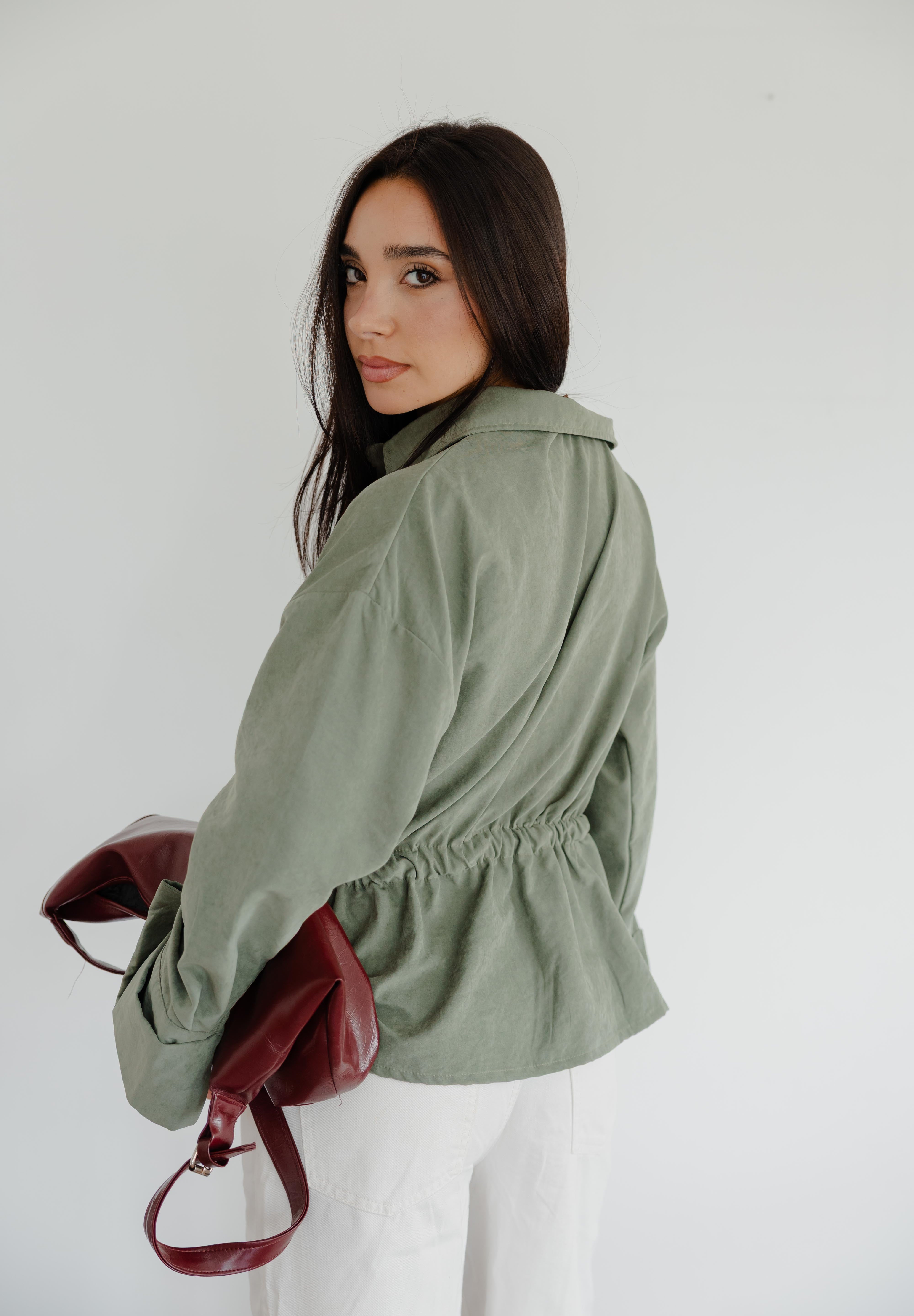 Twist Wrap Blouse In Olive