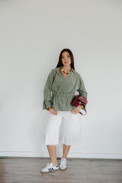 Twist Wrap Blouse In Olive