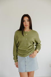 SIDE DRAPED KNIT TOP IN PINE