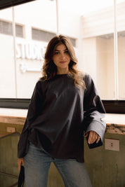 Origin Blouse In Ocean Grey