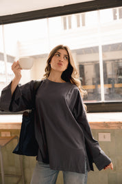 Origin Blouse In Ocean Grey