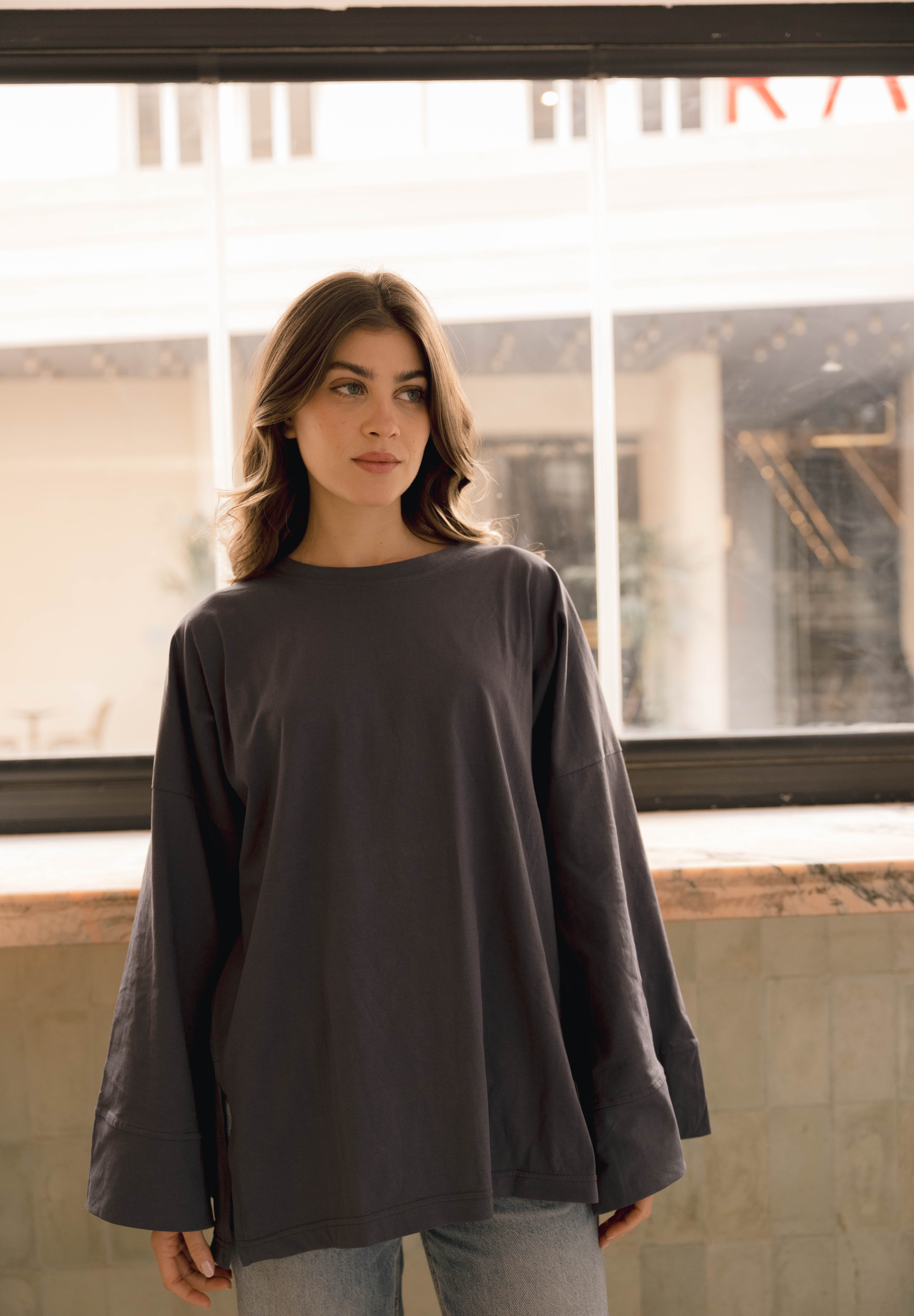 Origin Blouse In Ocean Grey