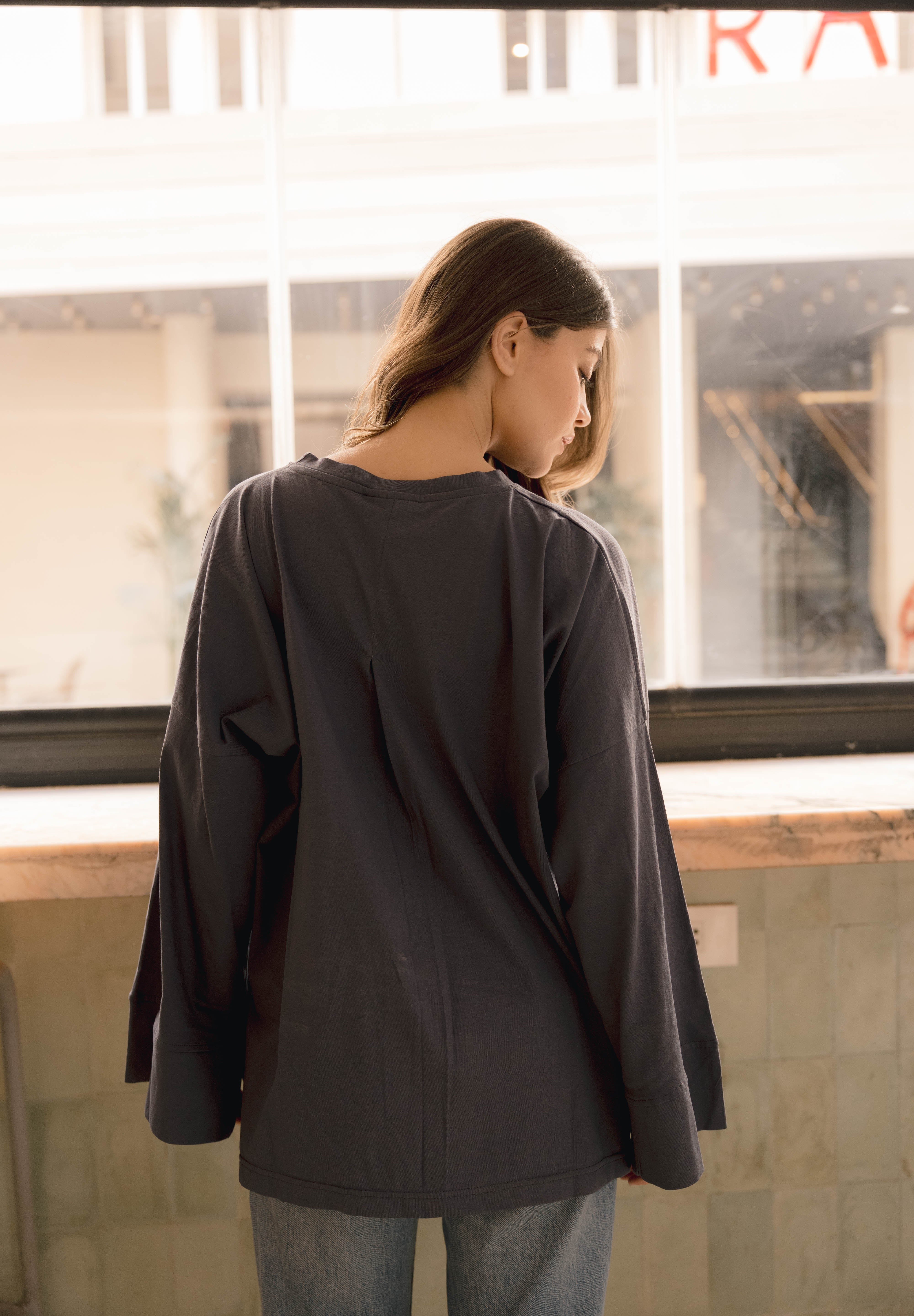 Origin Blouse In Ocean Grey