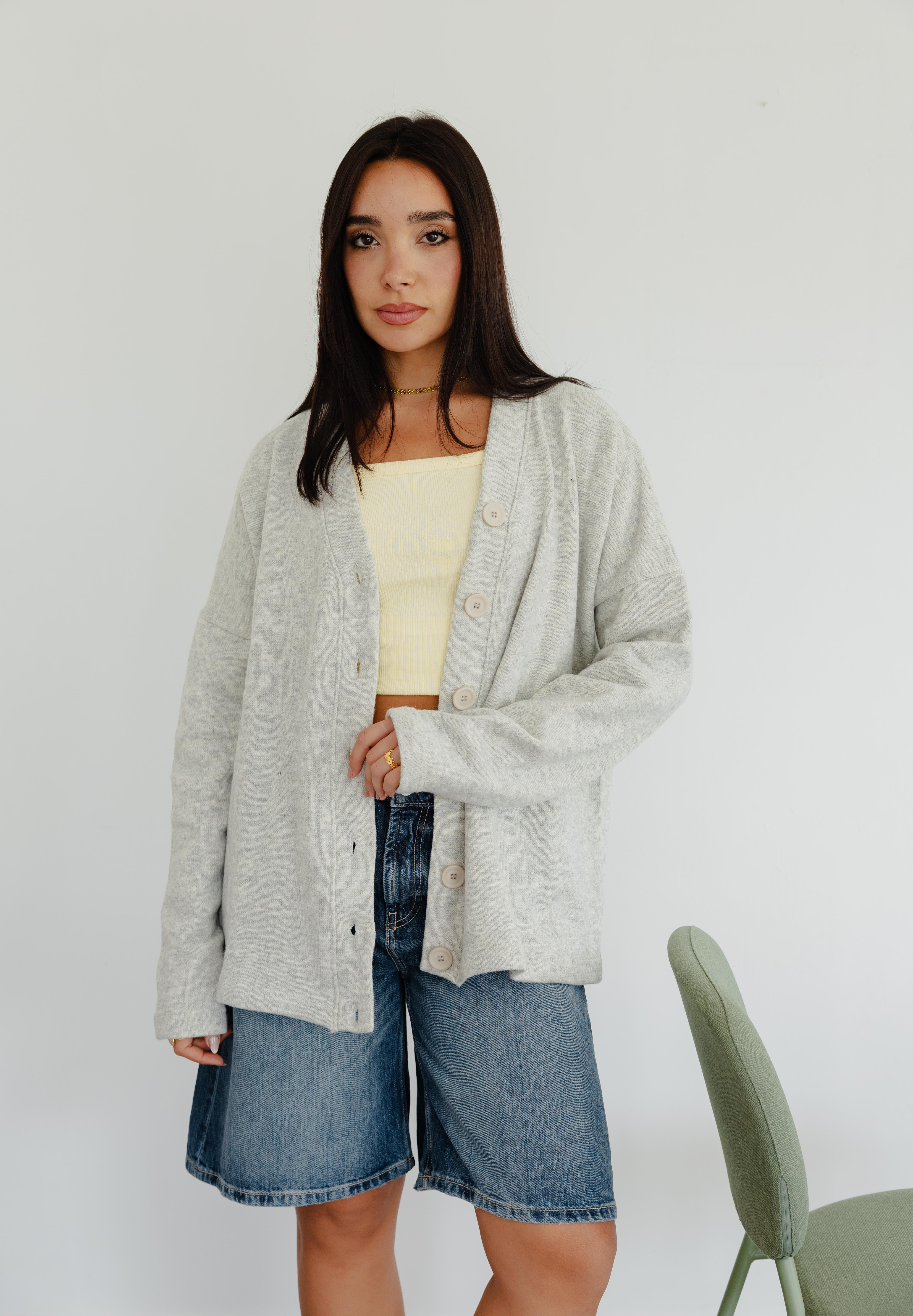 The Buttoned Cardigan In Grey