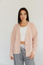 The Buttoned Cardigan In peachy