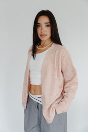 The Buttoned Cardigan In peachy