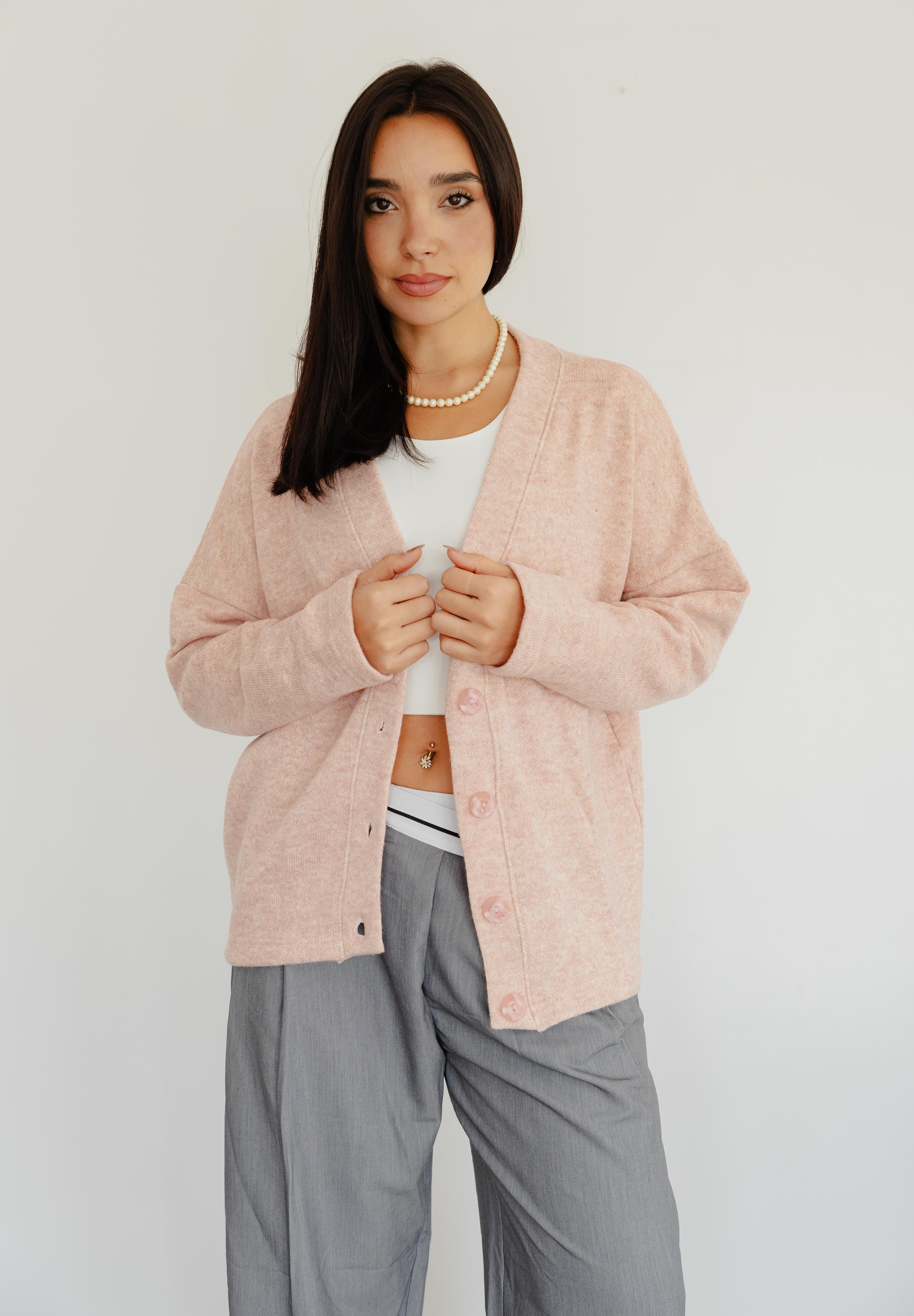 The Buttoned Cardigan In peachy