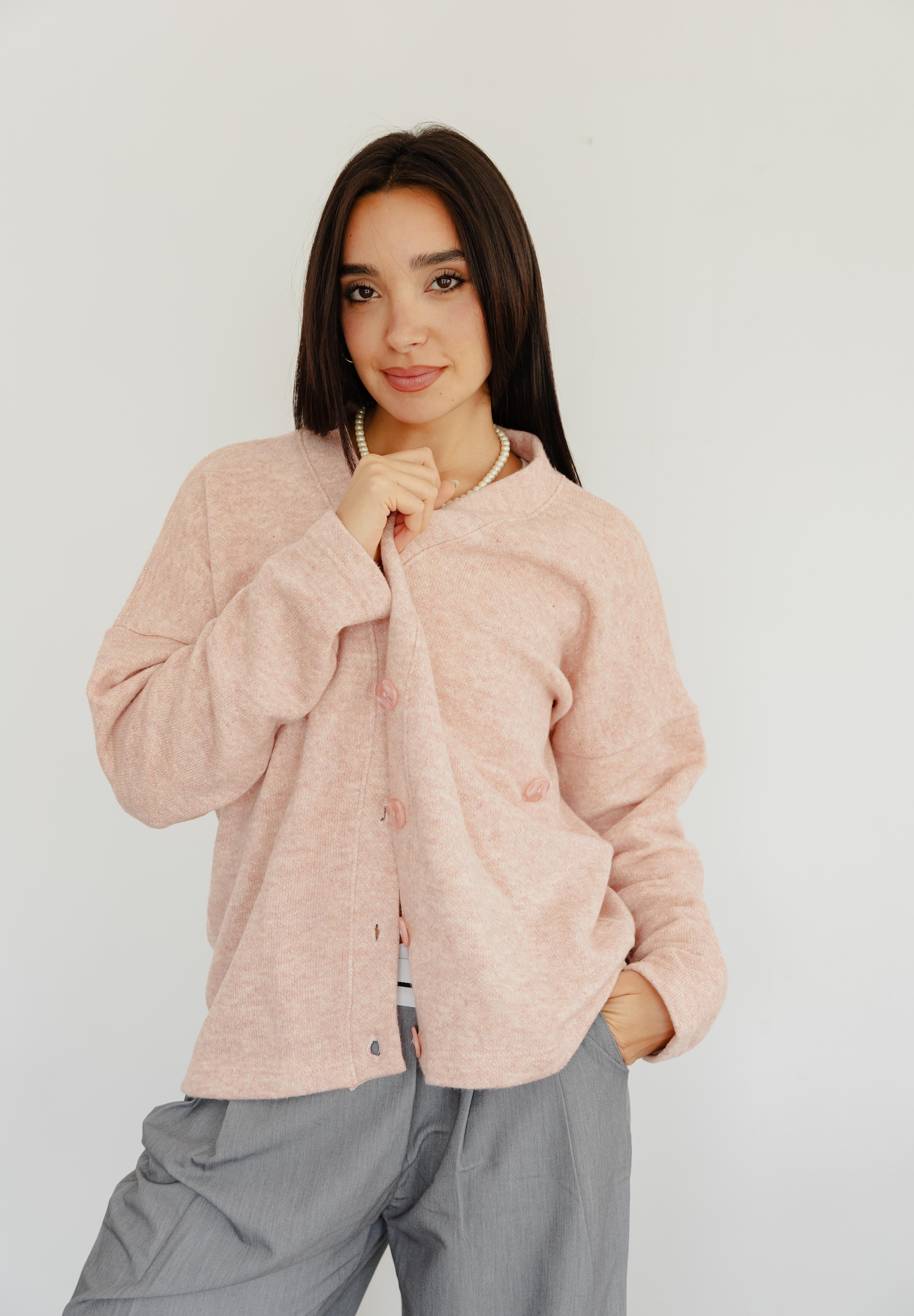 The Buttoned Cardigan In peachy