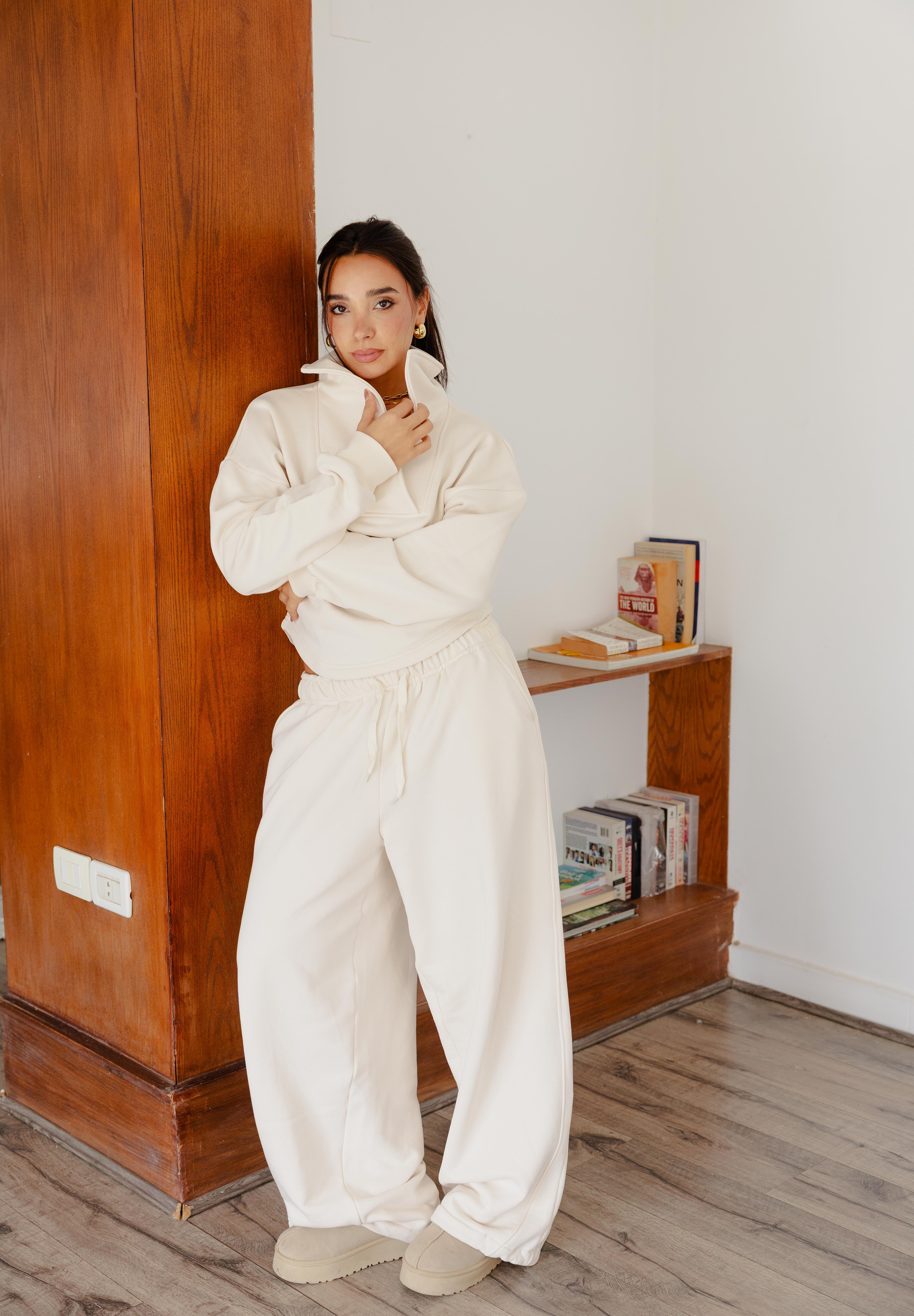 Barrel - leg trousers in cream