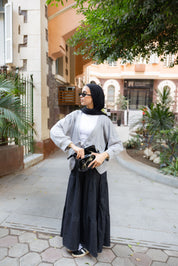 Bloomed in Black Denim Skirt