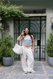 Barrel - leg trousers in cream