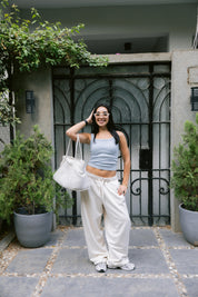 Barrel - leg trousers in cream