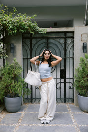 Barrel - leg trousers in cream