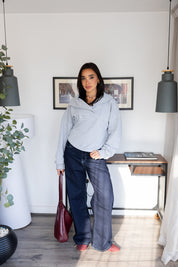 CROSSOVER TOP IN GREY