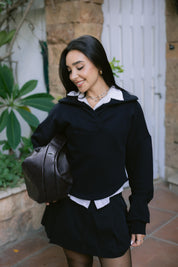 CROSSOVER TOP IN BLACK