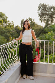 Barrel - leg trousers in black