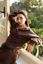CROSSOVER TOP IN BROWN