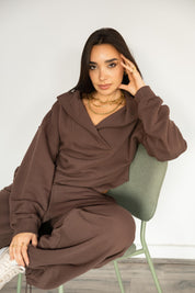 CROSSOVER TOP IN BROWN