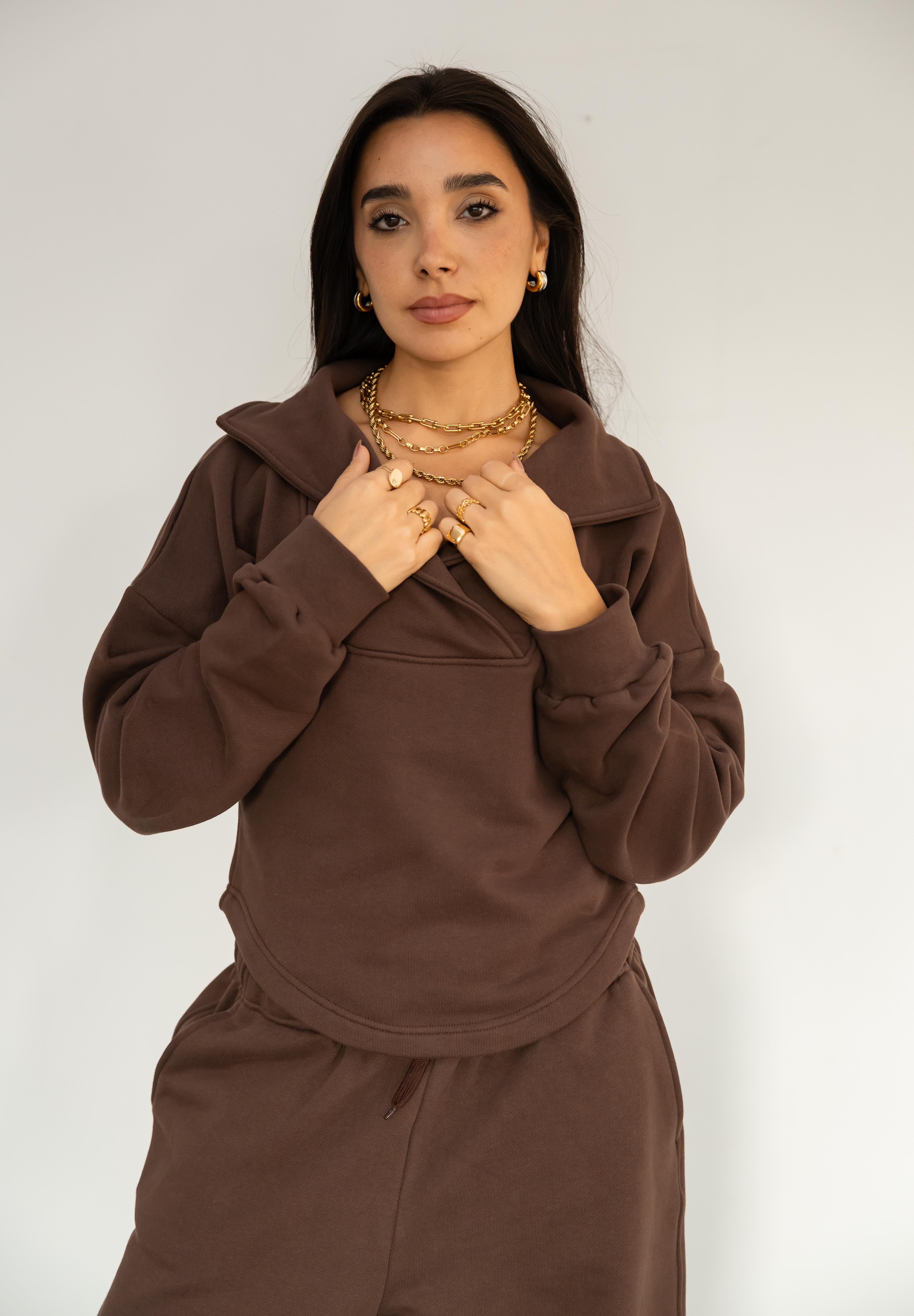 CROSSOVER TOP IN BROWN