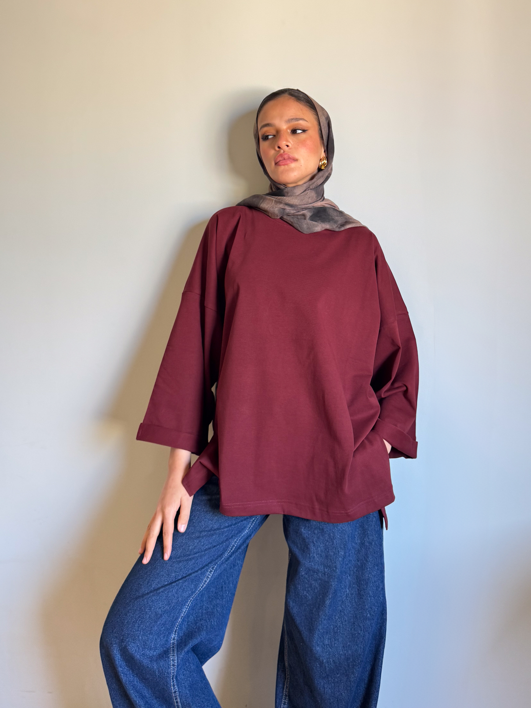 Wine Red Oversized Blouse