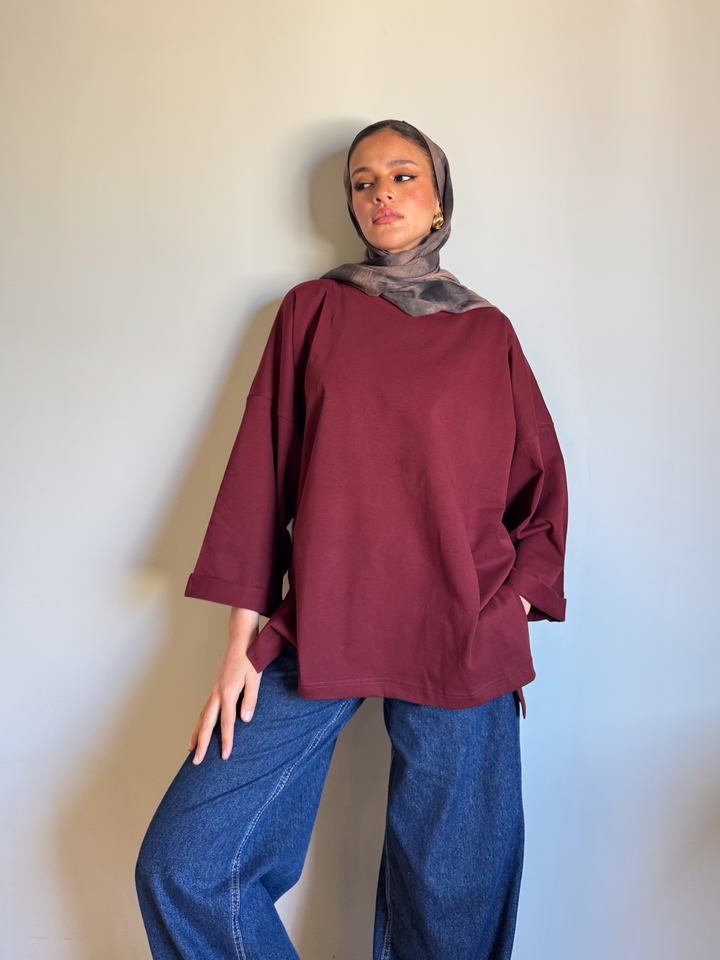 Wine Red Oversized Blouse