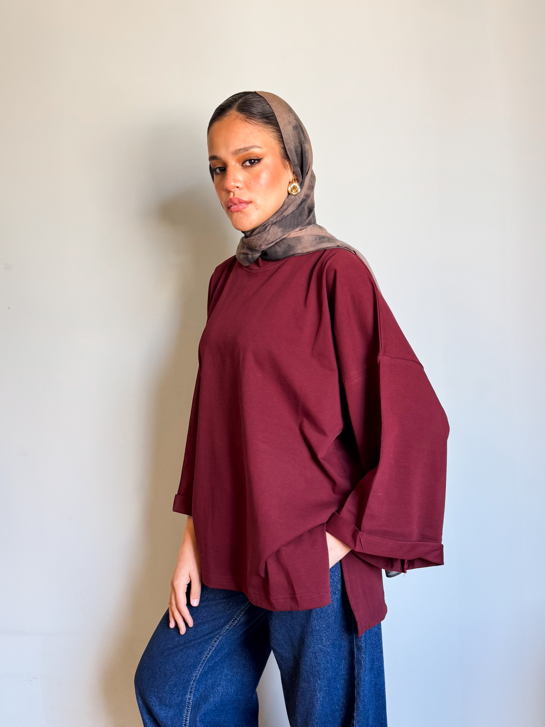 Wine Red Oversized Blouse