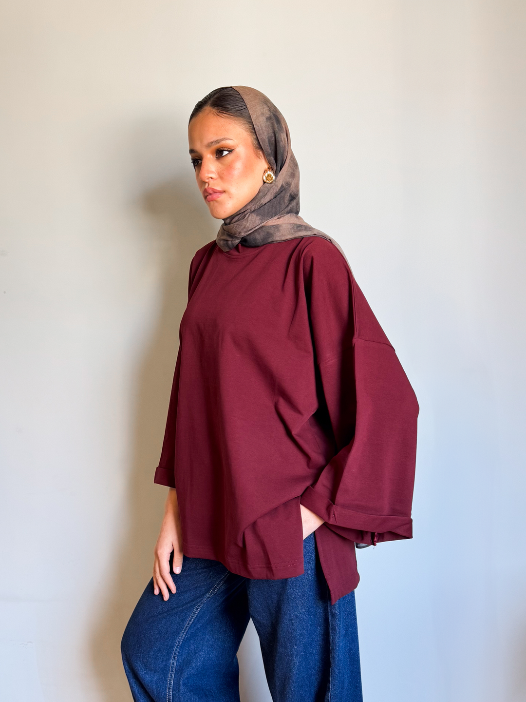 Wine Red Oversized Blouse