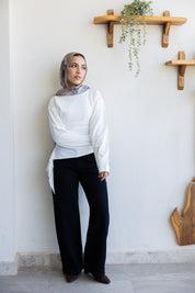 long sleeve ruched T-shirt In Off White