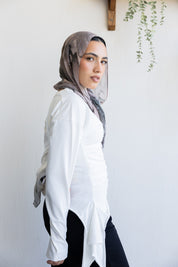 long sleeve ruched T-shirt In Off White