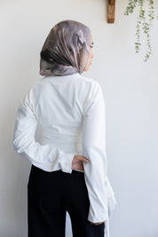 long sleeve ruched T-shirt In Off White