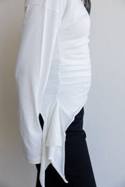long sleeve ruched T-shirt In Off White