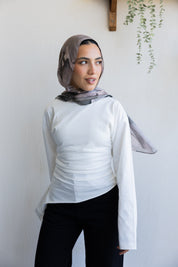 long sleeve ruched T-shirt In Off White