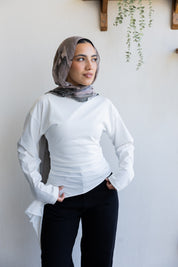 long sleeve ruched T-shirt In Off White