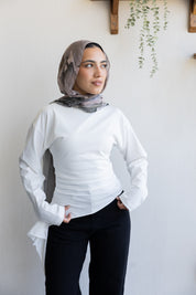 long sleeve ruched T-shirt In Off White