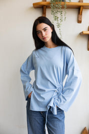 Gathered Waist T-shirt In Baby Blue