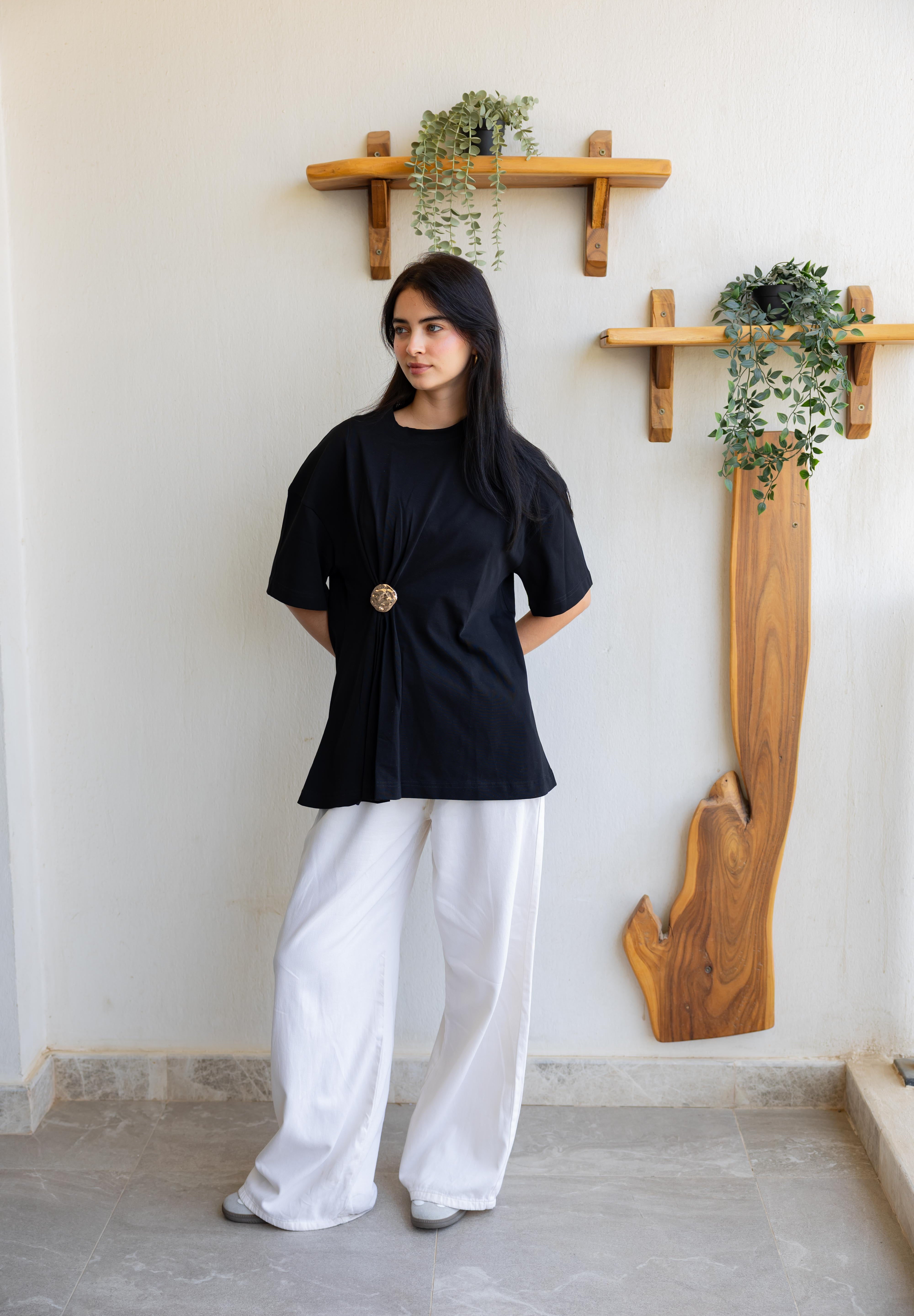 Brooch Blouse In Black
