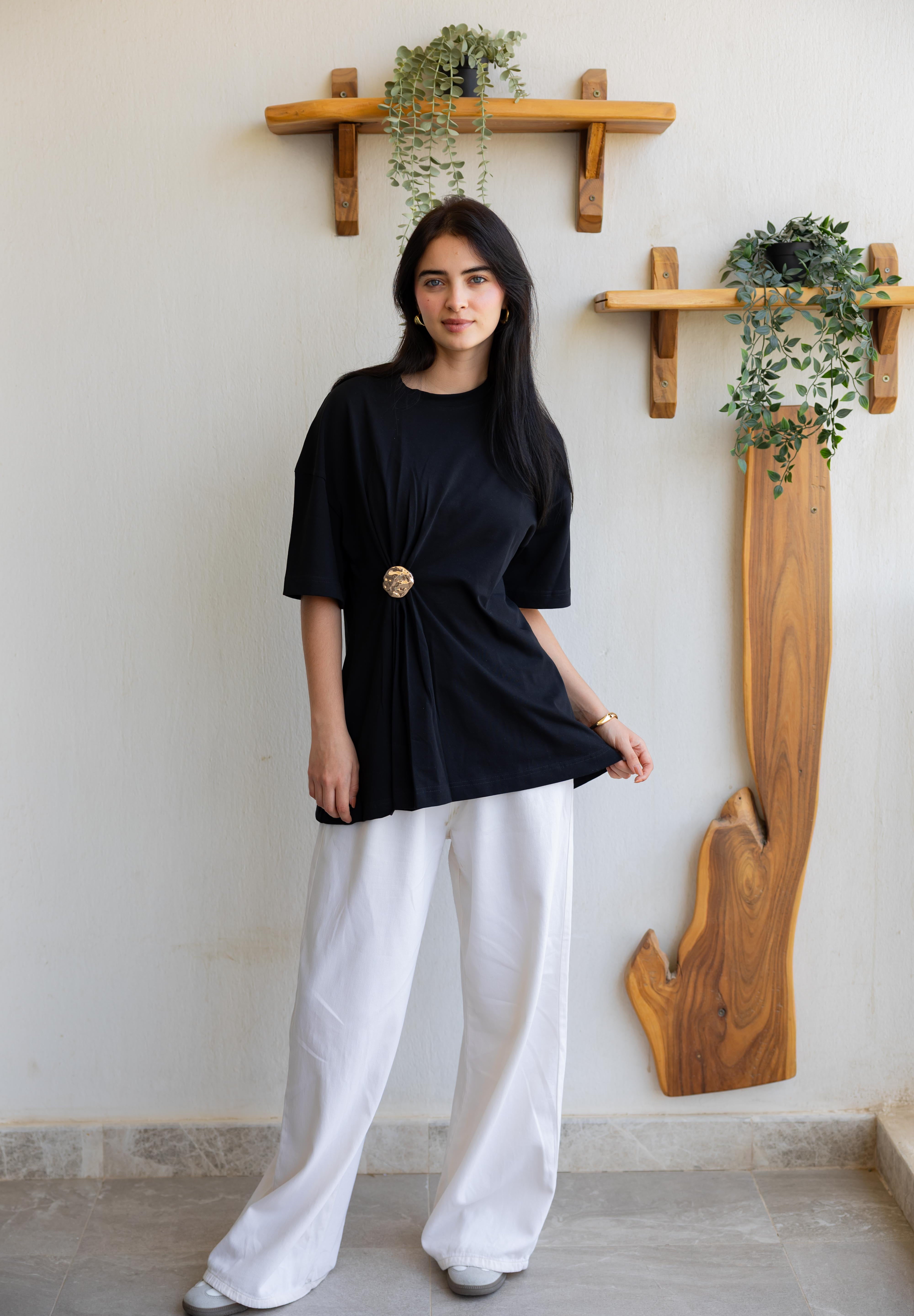 Brooch Blouse In Black