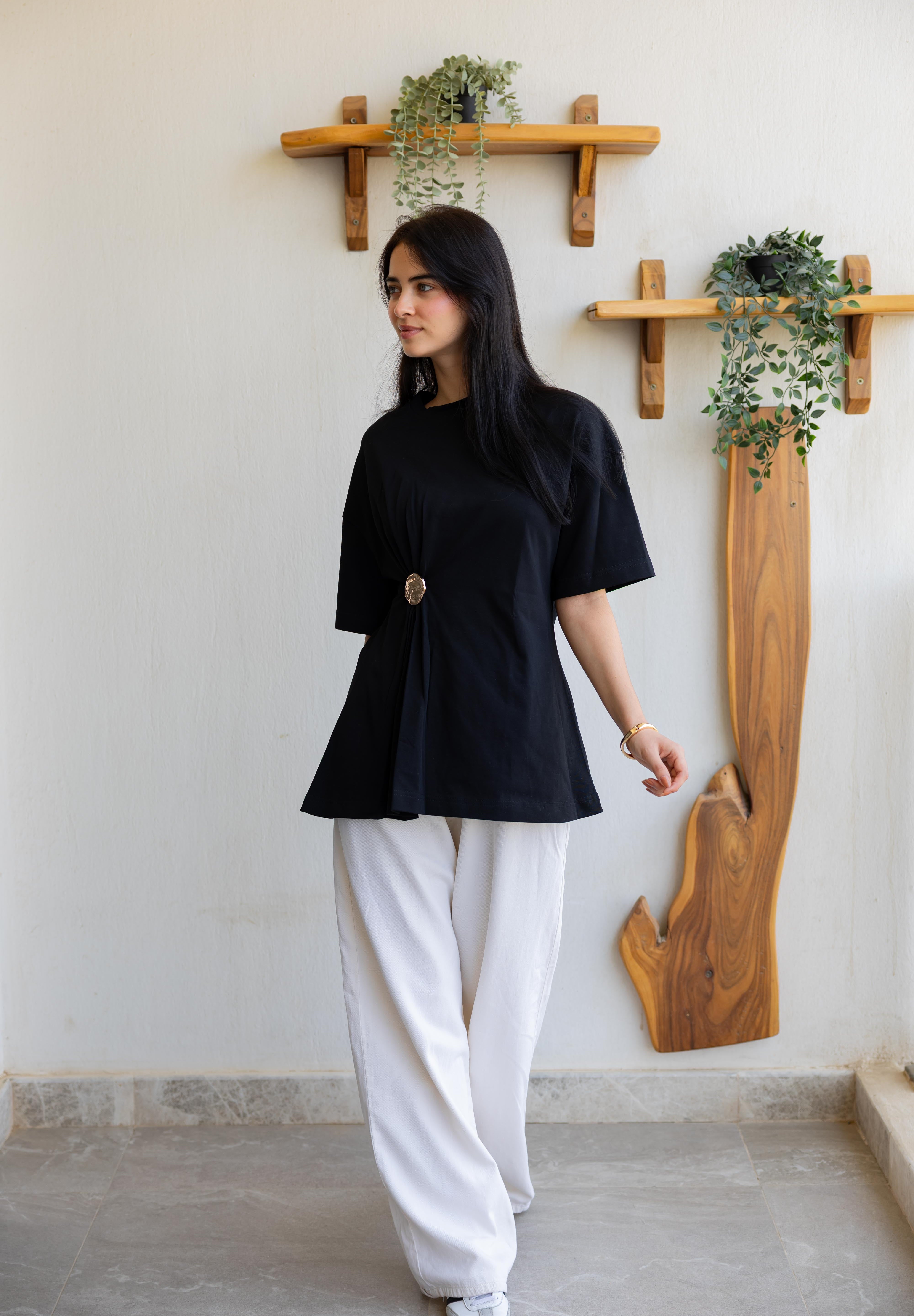 Brooch Blouse In Black