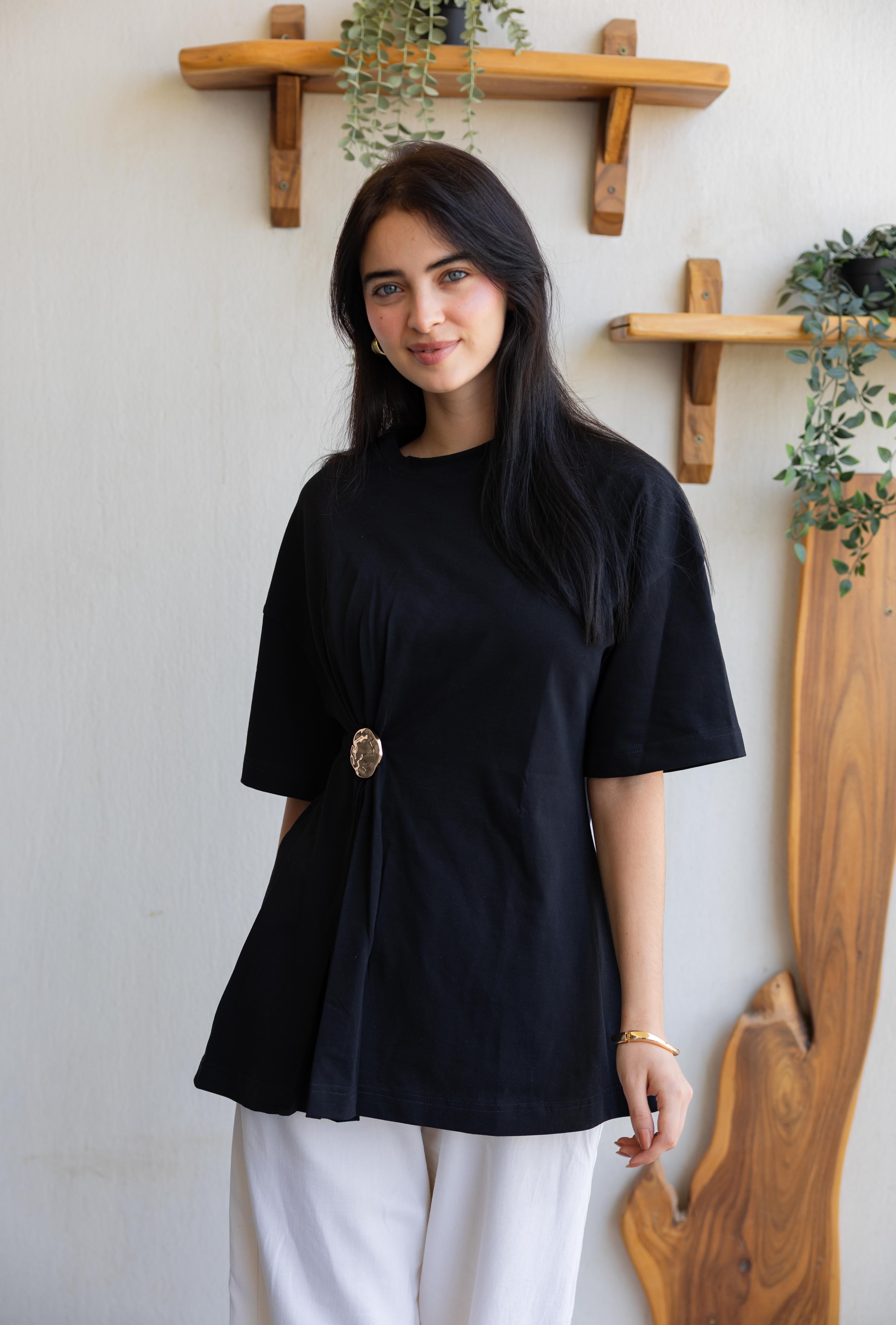 Brooch Blouse In Black