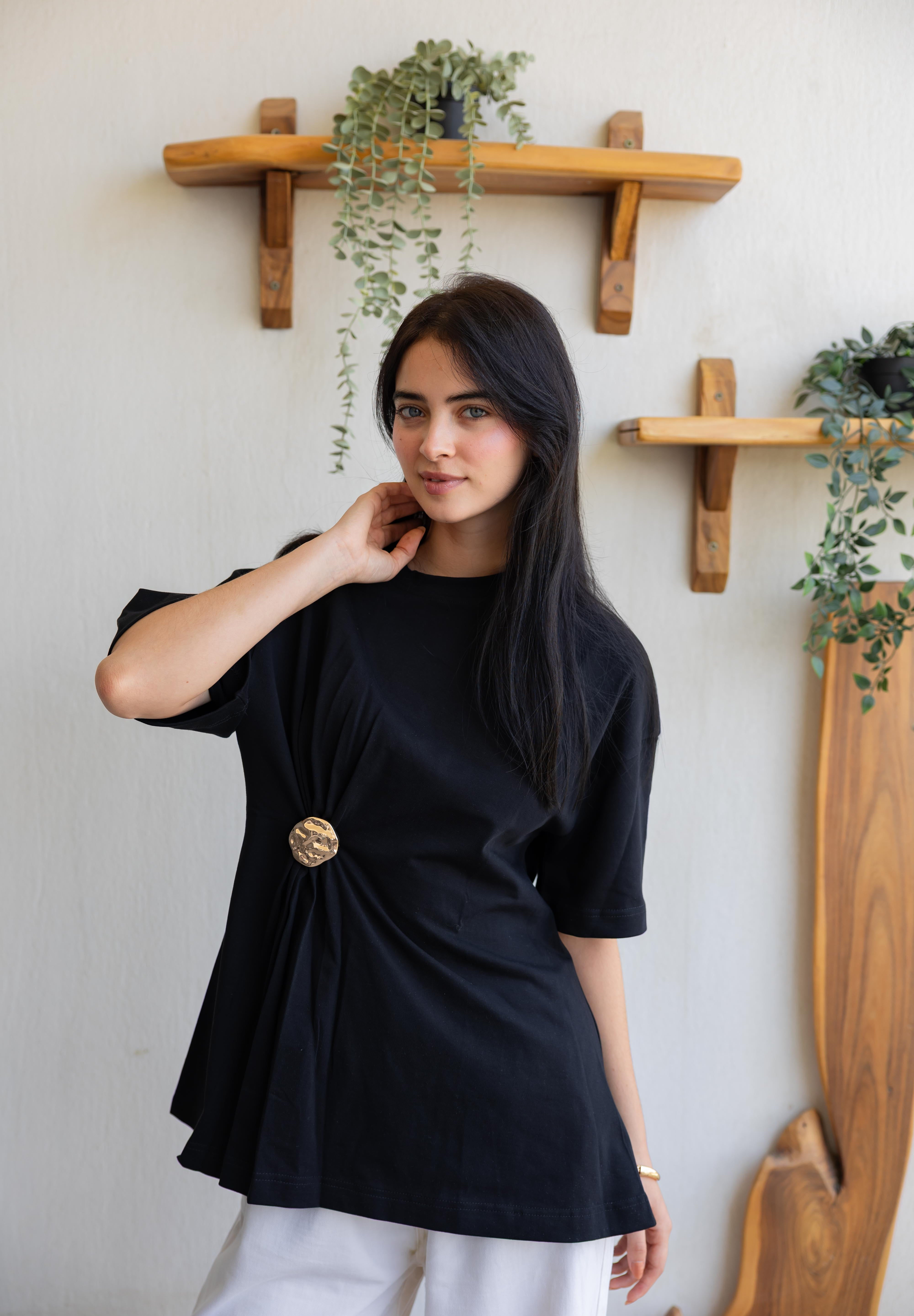 Brooch Blouse In Black