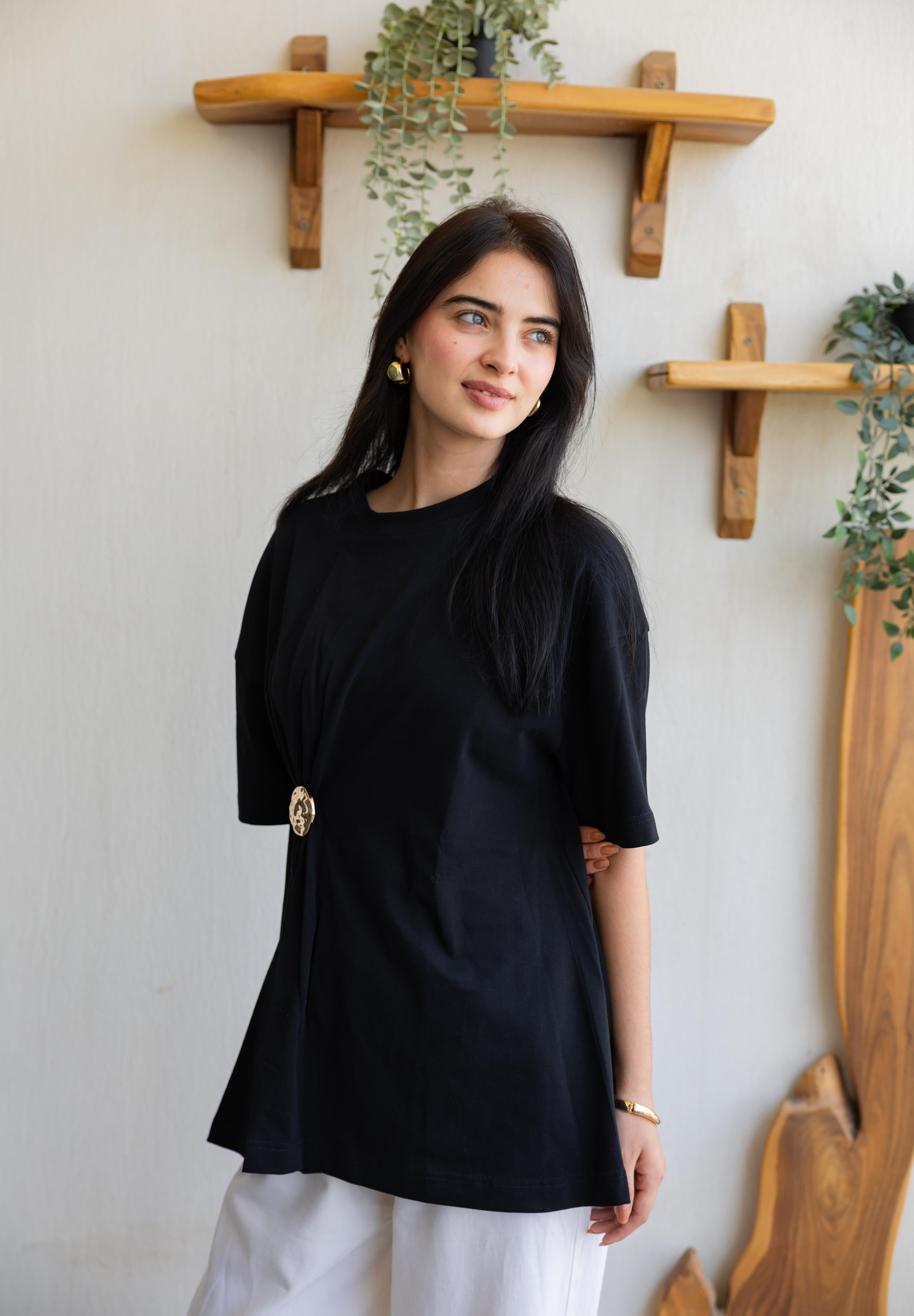Brooch Blouse In Black