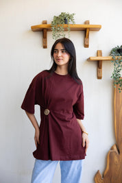 Brooch Blouse In Wine