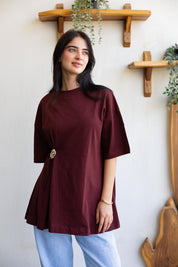 Brooch Blouse In Wine