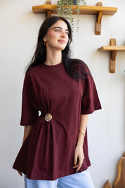 Brooch Blouse In Wine