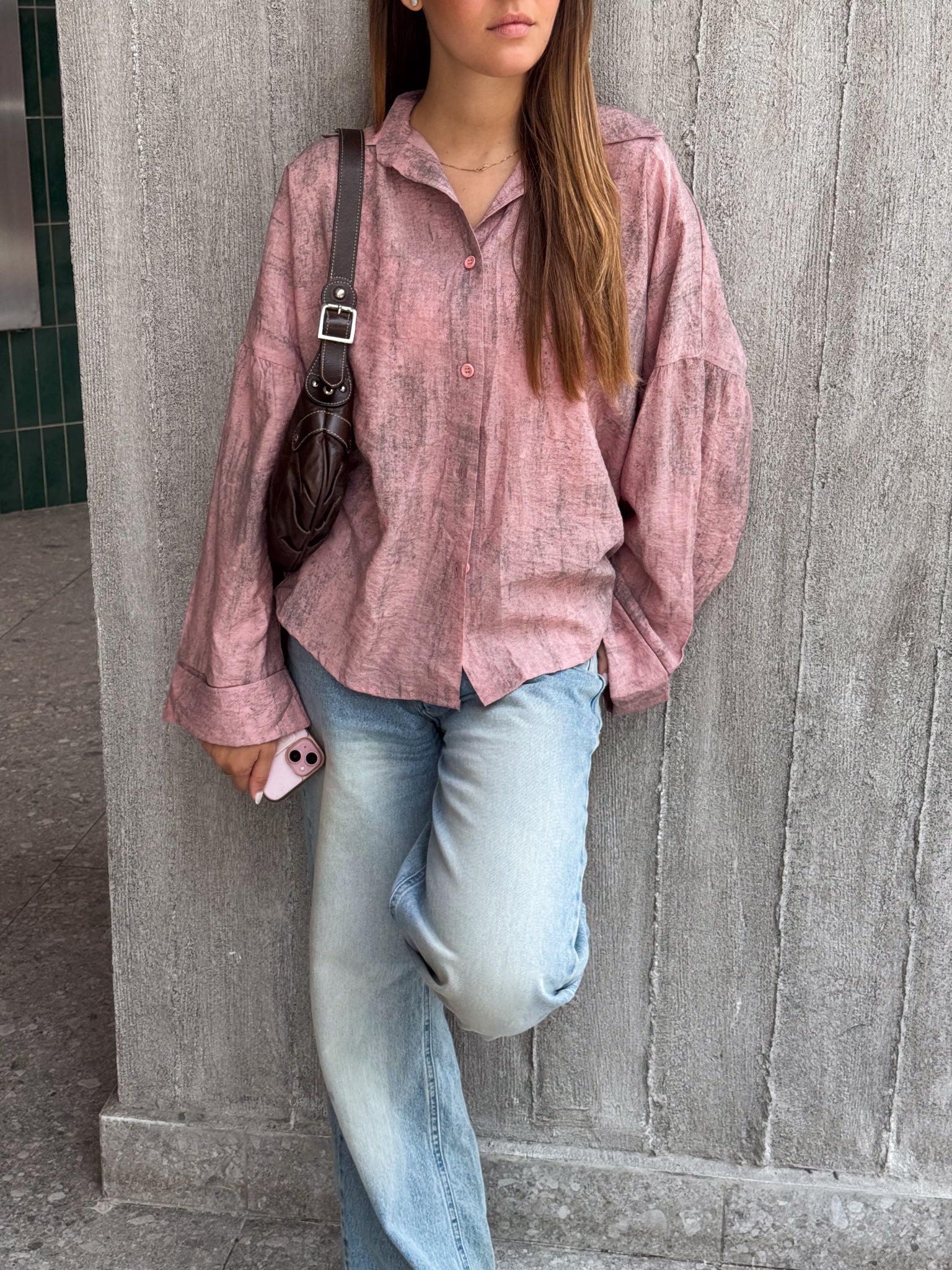 FLOWY WIDE-SLEEVE SHIRT PINK
