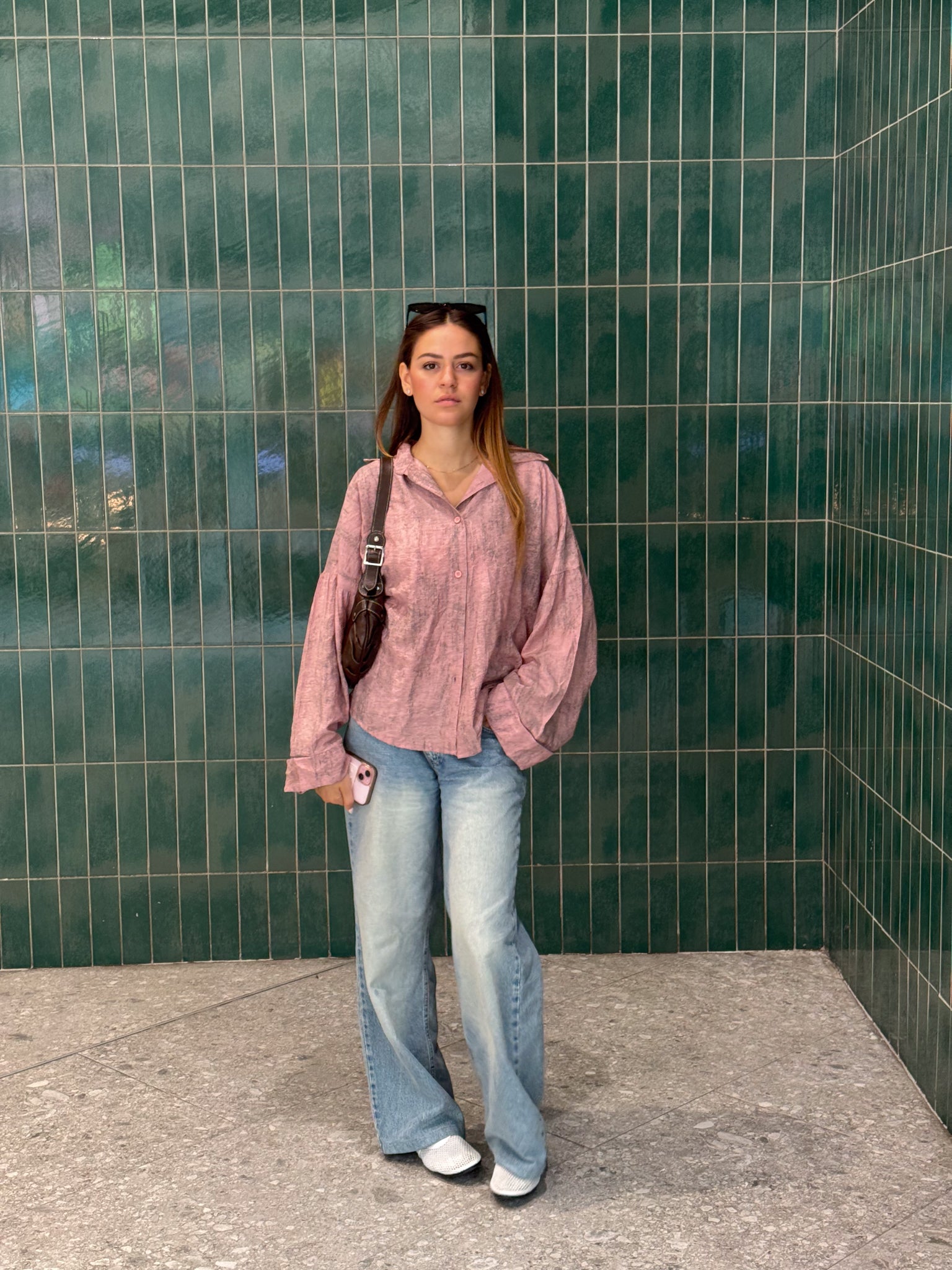 FLOWY WIDE-SLEEVE SHIRT PINK