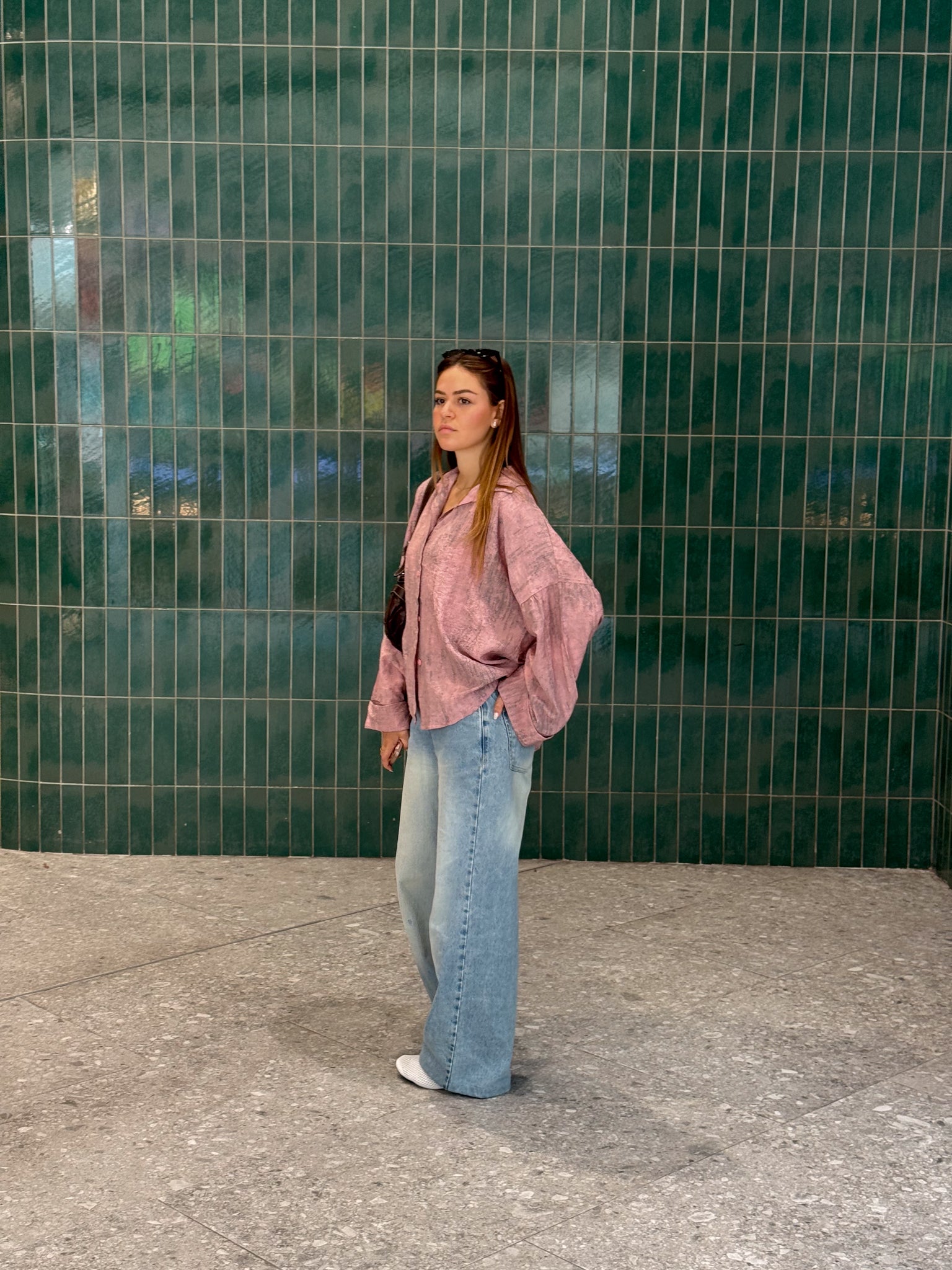 FLOWY WIDE-SLEEVE SHIRT PINK